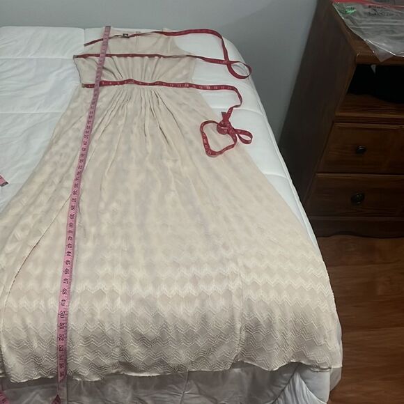 Anne Klein Dress Sz 4 V Neck Sleeveless Ivory Pleated Sheer Lined Maxi - Picture 11 of 12